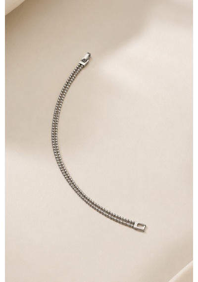 Balenbi Jewelry Kadın Çift Sıralı Boncuk Zincir Kararmaz Çelik Bileklik Gümüş Renk 1125