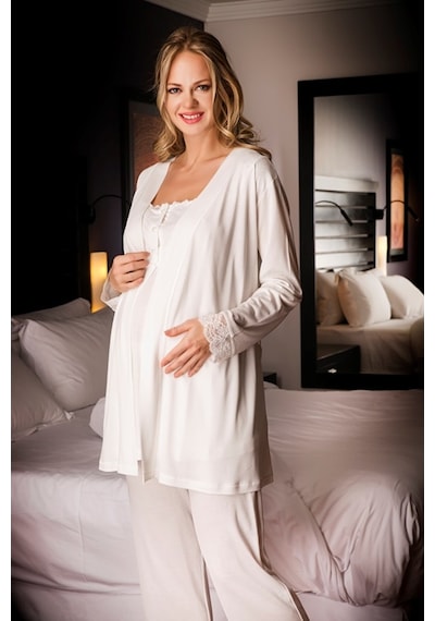 Bondy 17213 Hamile Lohusa 3 Lü Pijama Sabahlık Takımı (441180142)