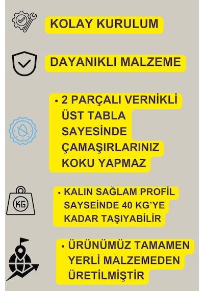 Cımens Çamaşır Sepeti Kirli Sepeti Ahşap Büyük Boy 3 Bölmeli Gri - Siyah