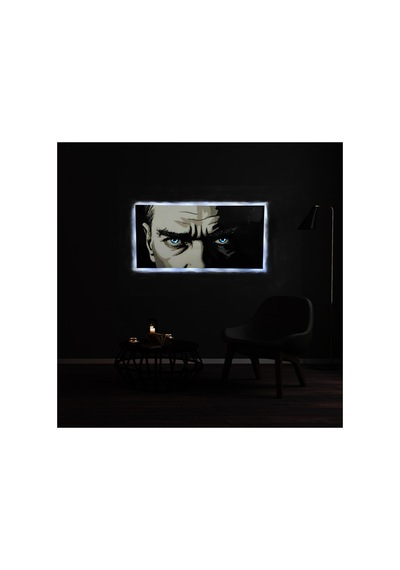 Kişiye Özel Işıklı Epoksili Atatürk Tablo Dekoratif Duvar Dekoru Gece Lambası Beyaz - 758131332 Beyaz