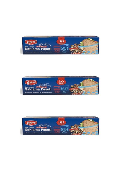 Roll-up Çift Kilitli Şeffaf Buzdolabı Saklama Poşeti Torbası 45 Ad. 0,4 Lt. + 45 Ad. 1 Lt. - 90 Adet