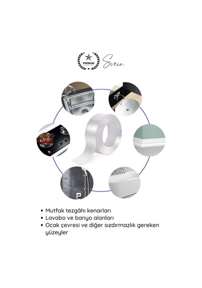 Sızdırmazbant 1 Adet Su Geçirmez Şeffaf İzolasyon Bandı Tezgah Lavabo Kenar Tamir Güçlü 38mm X 3m