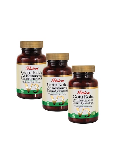 3 Ad. Balen Gotu Kola At Kestanesi Üzüm Çekirdeği Kapsül V3 355 MG