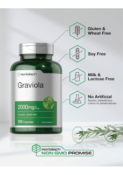Horbäach Graviola Extract 2000 Mg 120 Capsules.usa.4037