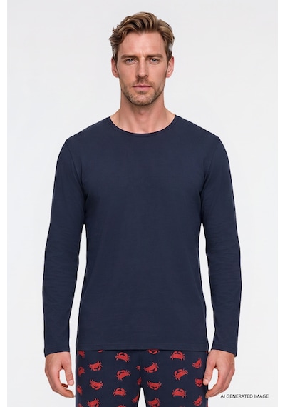 Ac&Co / Altınyıldız Classics Erkek Lacı 2'li Yumuşak Dokulu %100 Pamuk Standart Fit Bisiklet Yaka Desenli Pijama Takımı