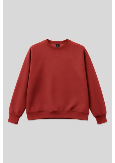 Fiesta Basic O Yaka Oversize Kadın Sweatshirt - 97053 Kırmızı