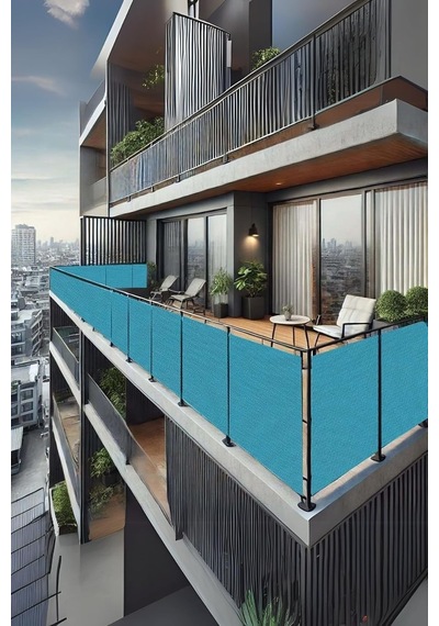 Nelazım 50cm X 2m Mavi Balkon Bahçe Çit Brandası Su İtici, Uv Koruyucu, Dekoratif Örtü, Oxfordbalkon010205m