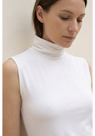 Ivoire Wear Kadın 2'li Balıkçı Yaka Sıfır Kol Viskon Body Set Ekru Bej