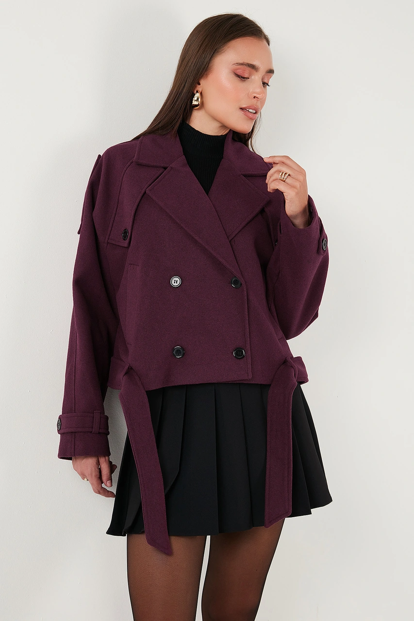 Lela Pamuklu Regular Fit Yumuşak Dokulu Kaşe Kısa Bayan Kaban 6810286 Bordo