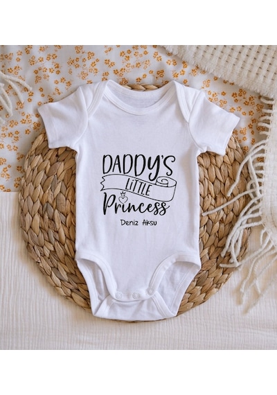 Bitmeyenkartus Bk Kids Isimli Daddy'S Little Princess Tasarımlı Bebek Body Zıbın Beyaz