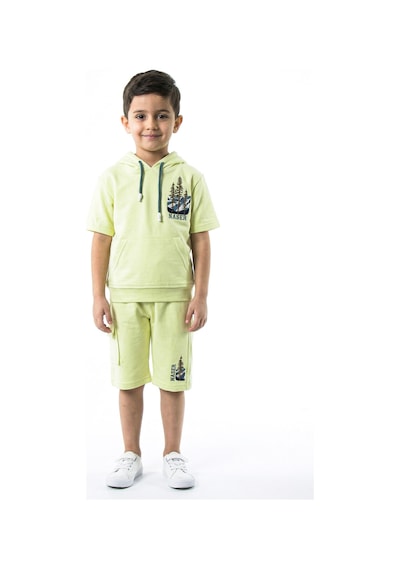 Xo Kids Erkek Çocuk Yazlık 2li Alt Üst Takım Tişort + Şort 2-7 Yaş 3222 Limonlu Yeşil