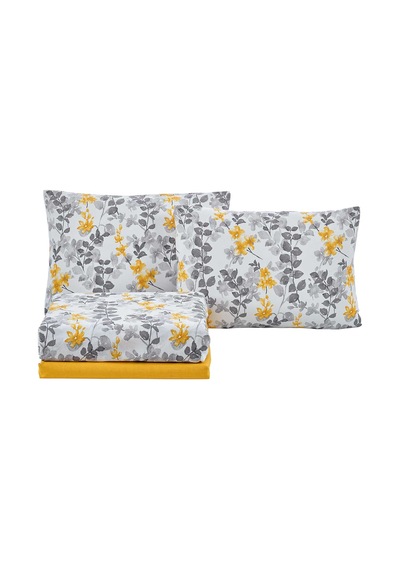 Elart Nevresim Takımı Pamuklu Tek Kişilik 3 Parça Flores Sarı-Sarı-160x220Cm