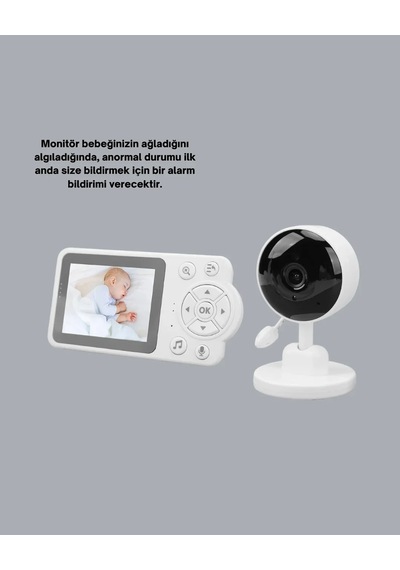 Bebek Monitörü Cry Detection Ve Hd Gece Görüş Destekli Yeni Nesil Beyaz
