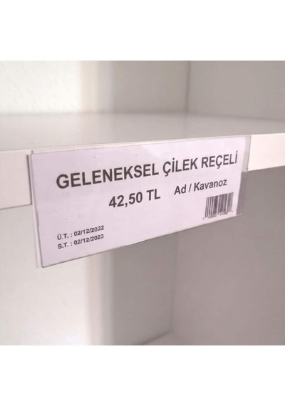 Cep Tipi Yapışkanlı Şeffaf Etiketlik 10x5cm U Tipi 100lü Paket 100 Adet
