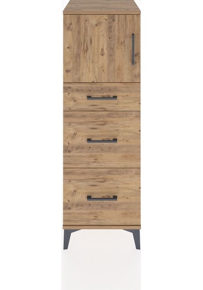 Hyperion Dolap Tek Raflı 3 Çekmeceli Tek Kapaklı 44x44x134 Ça... Çam