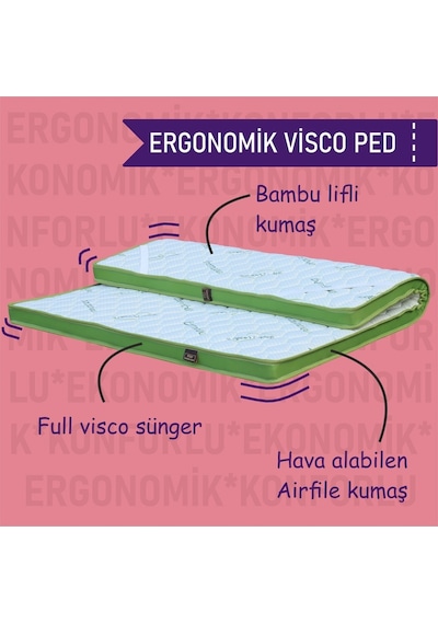 Gelişimyatak 120X200 Gelişim Yatak Ergonomik Visco Ped Bamboo Lifli Kumaş