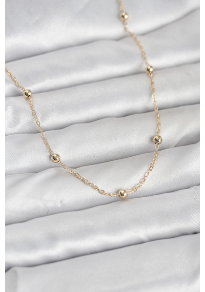 CM 14k Gold Renk Pirinç Top Zincirli 60 CM Kadın Kolye Tj-bk Tdrtr