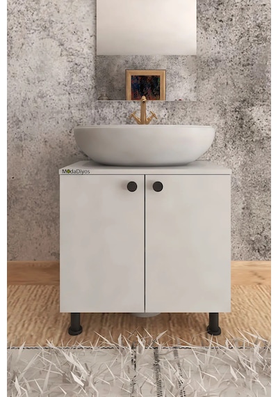 Modelisa Lavabo Altı Dolap, Ayaklı Banyo Dolabı Mdf Beyaz