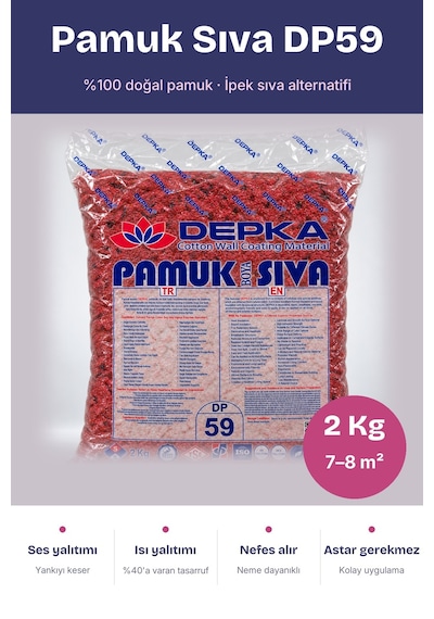 Depka Pamuk Sıva Dp59 2 Kg 7-8 M² İpek Sıva Alternatifi Isı Ve Ses Yalıtımlı Dekoratif Sıva
