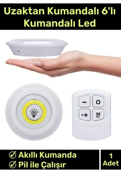 Özel Av Kamp Ev Okul Araba Otel Pilli Uzaktan Kumandalı Yapışkanlı Dayanıklı 3'lü Led Spot 2 Adet