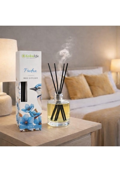 Pudra Koku Çubuklu Oda Kokusu Reed Diffuser 50 Ml Uzun Süre Kalıcı Ev Ofis Salon Yatak Odası Dekoratif Ortam Kokula Abundance Prosperity