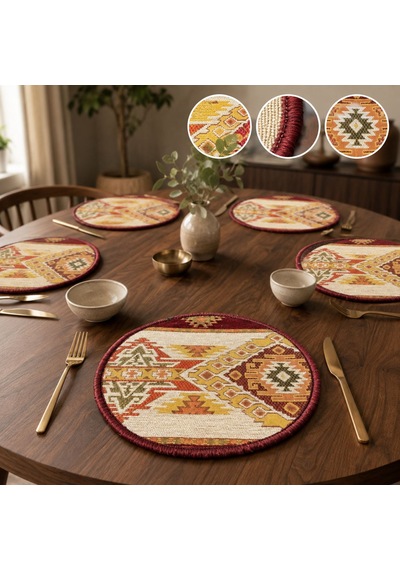 Bk Gift 6 Adet El Yapımı Anadolu İzleri Kilim Kumaşı Supla Koleksiyonu 27cm -6 Haki