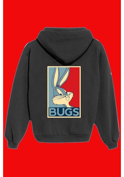 Tarzsokak Unisex Siyah Bugs Bunny Sırt Baskılı Sweatshirt