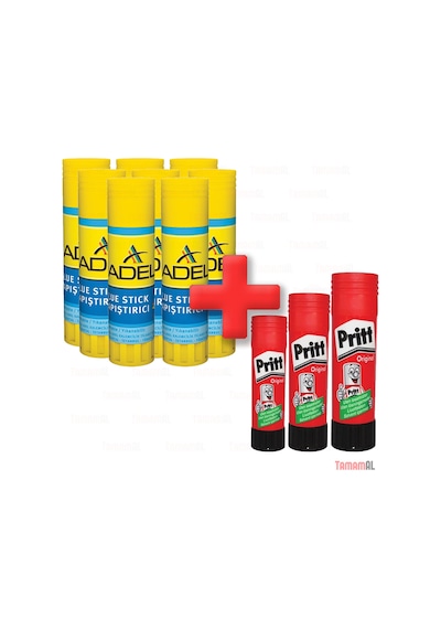 Adel 12 Adet 36 Gr Stick Yapıştırıcı + Pritt 11 22 43 Gr Hediye