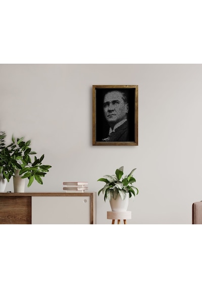 Bk Home Atatürk Tasarımlı Doğal Masif Ahşap Çerçeveli Tablo 45X65 (551057562)