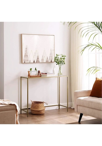 Canvas Metal Dresuar Dekoratif Kahve Köşesi Konsol Gold