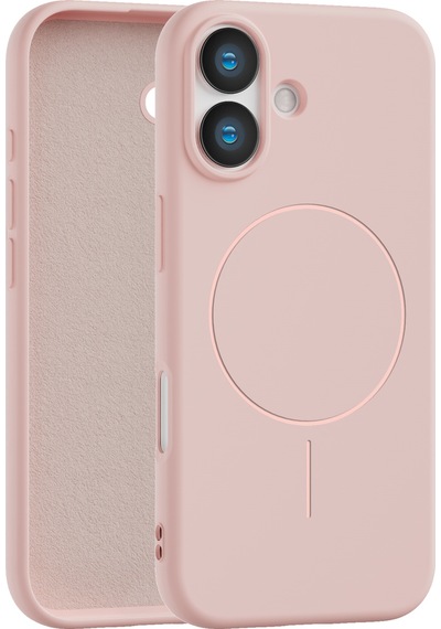 Apple Uyumlu iPhone 16 Plus İçi Kadife Magsafe Wireless Şarz Özellikli Telefon Kılıfı Pembe