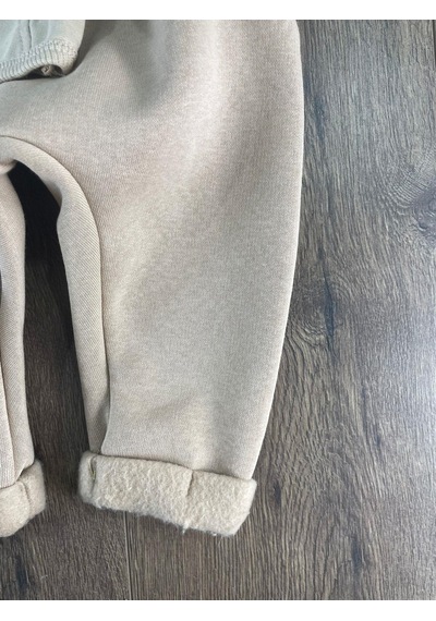 Bebicix Oversize Şerit Detaylı Yumuşak Doku Bereli Erkek Bebek 3'lü Takım Krem