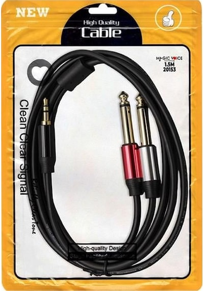 Magicvoice Ld360 1.5 Metre 3.5mm Stereo Jak Trs - 2x6.35mm Mono Jak Ts Ses Kablosu