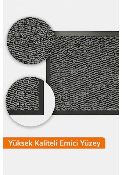 Nem Alıcı Kapı Önü Paspası 60x40 Cm %100 Polipropilen Pvc Kaymaz Taban İç & Dış Mekân Gri