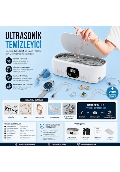 Hymark Ultrasonik Temizleyici Gözlük Takı Temizleme Makinesi 220v Dijital Ultrasonik Yıkama Cihazı