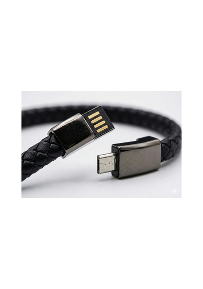 Siyah Bileklik Şarj Kablosu 22,5 Cm 60w Micro Uyumlu Mikro Giriş