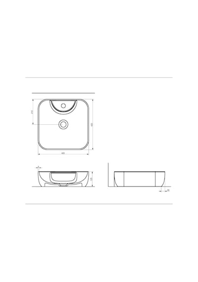 Seramiksan Form Batarya Delikli Lavabo Kare 42 CM