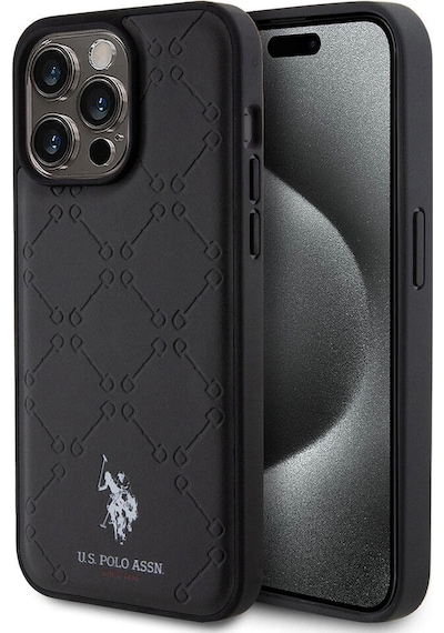 Apple iPhone Uyumlu 15 Pro Max Kılıf U.s. Polo Assn.  Lisanslı Hs Desenli Baskı Logolu Suni Deri Kap
