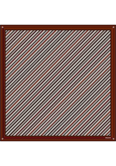 Poanes Verev Çizgi Desenli Twill İpek Eşarp Açık Pembe - Pembe