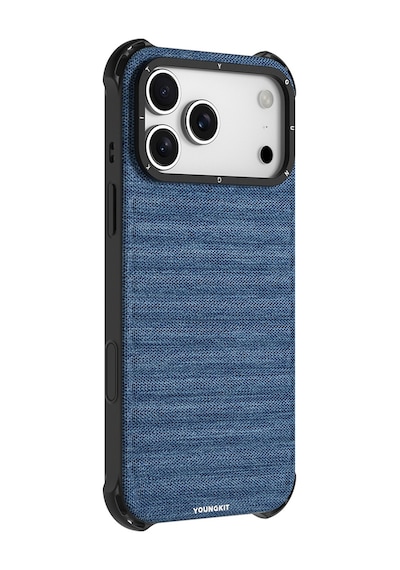 Apple Uyumlu iPhone 17 Pro Max Kılıf M-safe Şarj Özellikli Youngkit Canvas Serisi Kapak Mavi Mavi