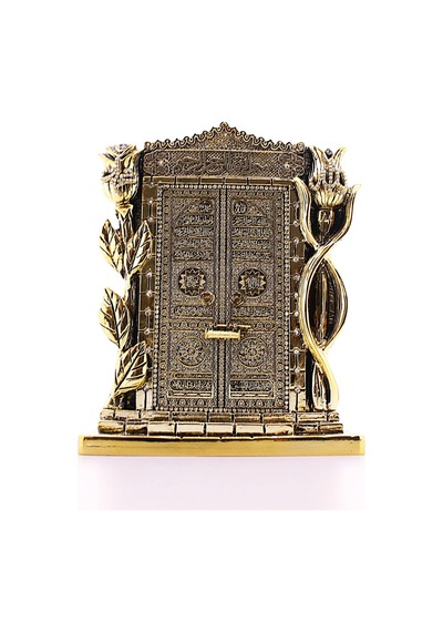 Allah Muhammed Yazılı Gül Kabe Kapısı Gold Biblo 25 Cm-024