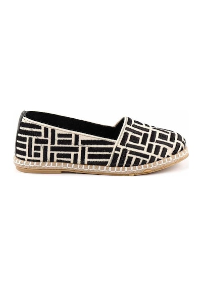 Bambi Bej Siyah Leather Kadın Espadril K01534070628 Siyah