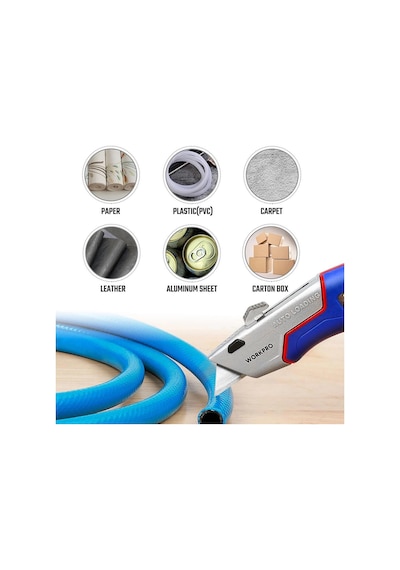 Workpro Wp213012 Ağır Hizmet Alüminyum Gövde Geri Çekilebilir Rötuş Maket Bıçağı + 4 Adet Yedek Bıça