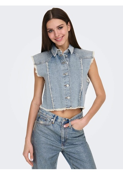 Only Onlhollywood Crystal Dnm Vest Kadın Jean Yelek 15341021 Mavi