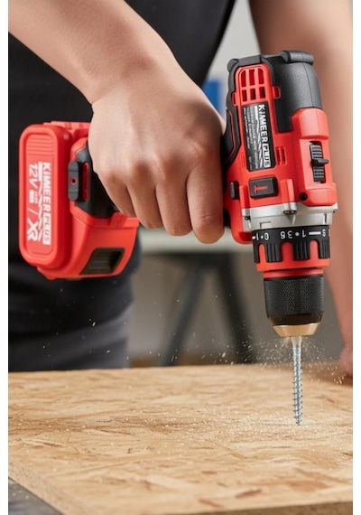 12v Metal Şanzıman Şarjlı Matkap 24 Parça Akülü Vidalama Akülü Matkap Seti Kırmızı Renk