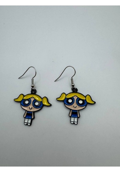Powerpuff Girls Bubbles Figürlü Küpe Sevimli Ve Eğlenceli Tasarım Çok Renkli