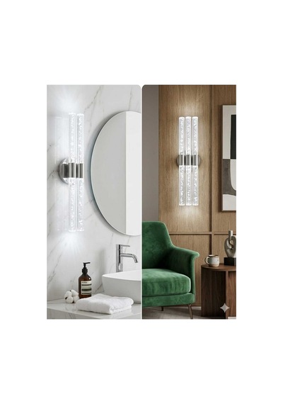 Bubbleflux Trio Large 51 Cm Modern Tasarım Led Aplik - Duvar Lambası - Gümüş - Pilli - Beyaz Led Gümüş Pilli Trio