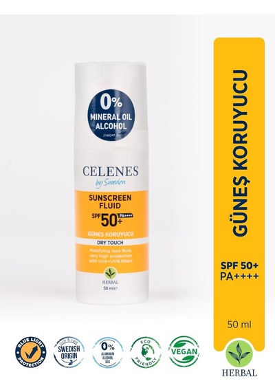 Celenes Herbal Spf 50+ Güneş Koruyucu Krem Dry Touch 50 Ml