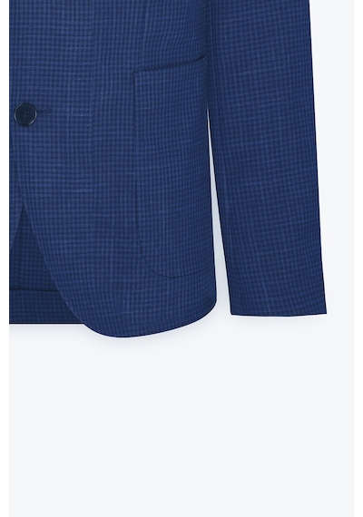 AC&Co / Altınyıldız Classics Erkek Slim Fit Dar Kesim Desenli Kırlangıç Yaka Ceket Lacivert
