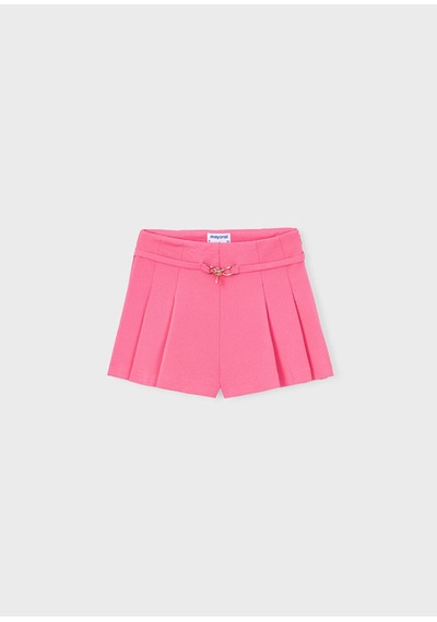 Kız Çocuk Kemerli Pileli Şort - Şeker Pembe Pembe